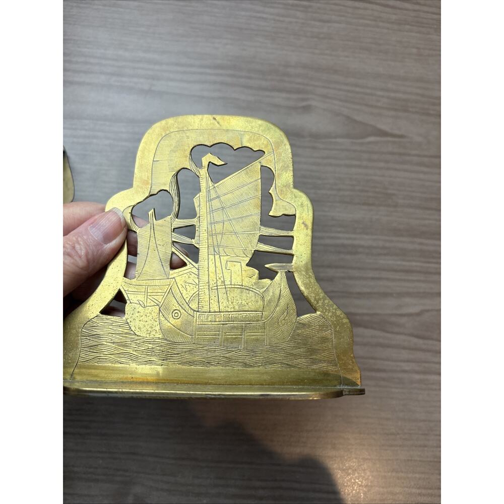 VTG Bronze Ship Bookends Nautical Decor Sailing-Chinh-Dragon - Picture 7 of 13